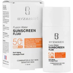 تصویر فلوئید ضد آفتاب فیوژن واتر SPF50 بیزانس Byzance Fusion Water Sunscreen Fluid SPF50