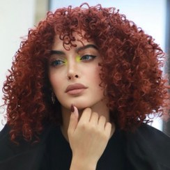 تصویر کلاهگیس مدل فرفری شرابی 