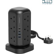 تصویر چند راهی برق پاورولوژی Powerology 12 AC Sockets GaN Tower Hub PWCUQC025BK 