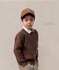 تصویر پلیور کشباف رنگ قهوه ای - قهوه ای / سایز 