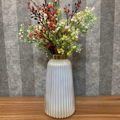 تصویر گلدان شیشه ای سفید نیلی مدل دلژین بزرگ 