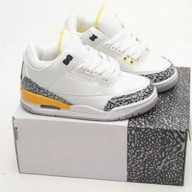 تصویر کتونی بچه گانه نایک ایر جردن ۳ زرد سفید Nike Air Jordan 3 