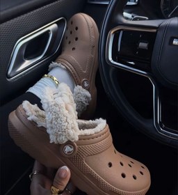 تصویر کراکس زمستانی - صورتی / ۳۷ / با بند Warm croocs