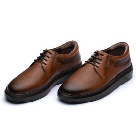 تصویر کفش چرم روزانه مردانه کارا مدل الیور بندی پی یو - عسلی / 44 