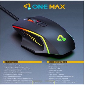 تصویر موس گیمینگ 8کلید وان مکس مدل OM-G10A ONE MAX OM-G10A 8 BUTTONS CUSTOMIZABLE GAMING MOUSE