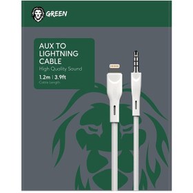 تصویر تبدیل AUX به لایتنینگ گرین AUX to Lightning Cable یک و دودهم متری AUX to Lightning Cable 1.2M