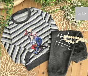 تصویر بلوز و شلوار راه راه گوفی تکرنگ 