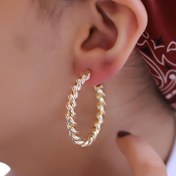 تصویر ست گوشواره استیل زنانه مدل حلقه‌ای | اورجینال برند Beeline ویتنام رنگ طلایی Women's Gold Color Medium Size Thick Hoop Earrings