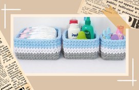 تصویر ست سه تیکه سبد سیسمونی پسرانه مدل گندمی 