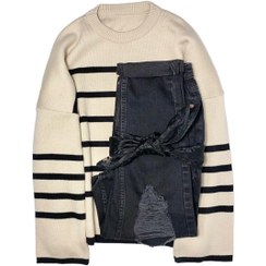 تصویر بافت راه راه - نسکافه ایی روشن Knitted