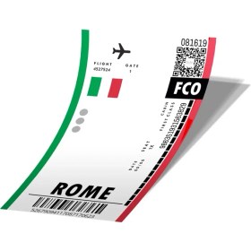 تصویر استیکر بلیط هواپیما به روم Rome Boarding Pass کد 794 