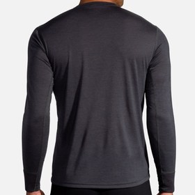 تصویر بلوز آستین بلند مردانه ورزشی بروکس brooks long sleeve توسی ذغالی طرح دار 