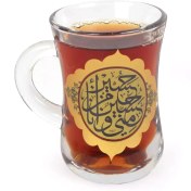 تصویر ست شش عددی استکان کمر باریک دسته دار طرح حسین منی و انا من حسین 