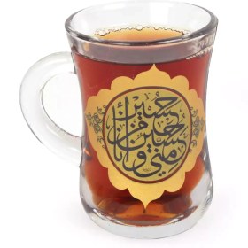 تصویر ست شش عددی استکان کمر باریک دسته دار طرح حسین منی و انا من حسین 