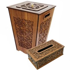 تصویر ست سطل زباله و جا دستمال کاغذی مدل خاتون 