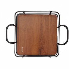 تصویر سینی مربع تسمه‌ای کف چوبی 