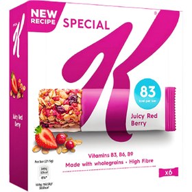 تصویر پروتئین بار اسپشیال کی بسته 6 عددی – 25 گرم میوه های قرمز و مغزیجات Special K Red fruits 