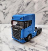 تصویر ماکت فلزی کله تریلی دو محور اسکانیا - آبی Scania two axle trailer metal model -Blue