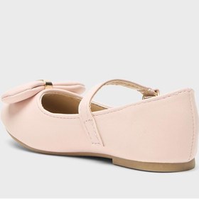 تصویر کفش باله بچگانه با جزئیات پاپیونی و چسبی برند shoexpress Kids Velcro Bow Detail Ballerinas