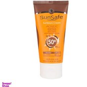 تصویر کرم ضد آفتاب +SPF50 سان سیف (Sun safe) فاقد چربی بدون رنگ آنتی آکنه وزن 50 گرم 