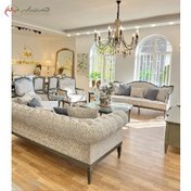 تصویر ست میز و صندلی غذاخوری ۷ نفره چوب راش 