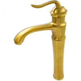 تصویر شیر روشویی شیبه مدل ارکید - بلند / طلایی Shibeh Pillar Mixer Faucet