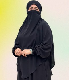 تصویر مقنعه بلند مشکی خمار 