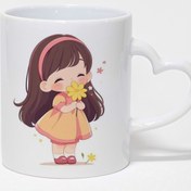 تصویر ماگ دسته قلبی طرح دختر کد 10128 