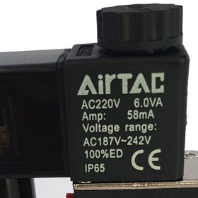 تصویر شیر برقی پنوماتیک برند ایرتک (AIRTAC) مدل 4V210-08 بوبین 24V 