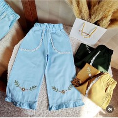 تصویر شلوار تک دخترانه کتان کج راه 