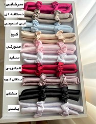 تصویر بیگودی مو کرلی روبان ساتن رنگی 