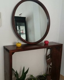 تصویر آینه کنسول چوبی مدرن Modern wooden mirror and console