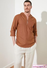 تصویر پیراهن اسپرت مردانه اینترنتی مارک ترندیول مرد رنگ قهوه ای کد ty82359419 