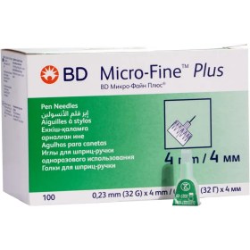 تصویر سر سوزن پن انسولین 100عددی Micro fine BD4 