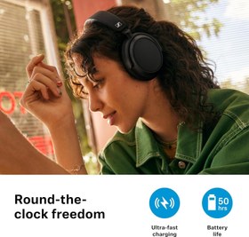 تصویر هدفون بلوتوث بی‌سیم Sennheiser ACCENTUM Plus - کیفیت صدای مطلوب با عملکرد شارژ سریع، عمر باتری 50 ساعت و ANC هیبریدی تطبیقی ​​- مشکی Sennheiser ACCENTUM Plus Wireless Bluetooth Headphones - Optimal Sound Quality with Quick Charge Function, 50 Hours Battery Life and Adaptive Hybrid ANC - Black