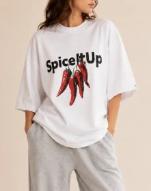 تصویر تیشرت پینترستی فلفل spice it up ترند سال زنانه دخترانه کد 99 خرید تیشرت پینترستی مدل Spice it up (ترند سال) بلوین استایل