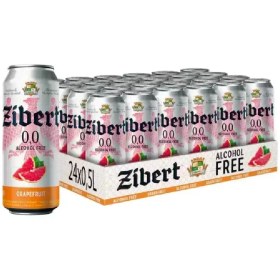 تصویر ماءالشعیر زیبرت طعم گریپ فروت 500 میلی لیتر باکس 24 عددی Zibert non alcoholic beer and grapefruit 500 ml