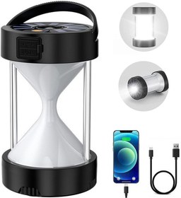 تصویر LED Camping Lantern Rechargeable, Solar Led Portable Camping Light, High Lumen Light Flashlight, 4 Modes, Camping Lamp Flashlight for Camping Outdoor Tent Hiking Hurricane Emergency (Black) 