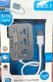 تصویر هاب 3.0/3.1رم ریدر با سرعت بالا HUB USB CART READER 5/10GBPS