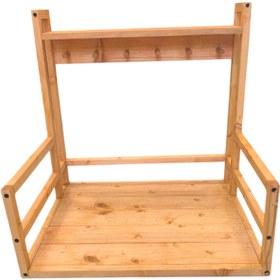 تصویر استند چوبی کافه بار مسترکلاغ – نظم‌دهنده برای قهوه‌ساز و فنجان استند کافه بار ساده یک رنگ