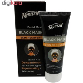 تصویر ماسک صورت رینوزیت مدل Black mask carbon active حجم 75 میلی لیتر renuzit