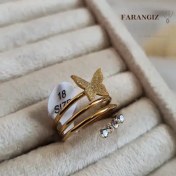 تصویر انگشتر پروانه نگین دار استیل 