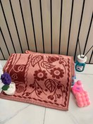 تصویر حوله دست و صورت هنر تبریز طرح چهارگل قهوه ای 