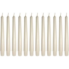 تصویر شمع مدل قلمی 20 سانت سفید بسته 12 عددی 20 cm white pencil candle, pack of 12