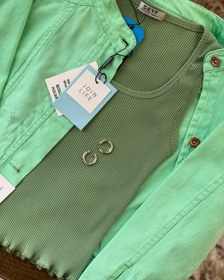 تصویر کراپ کت کتان سبز 