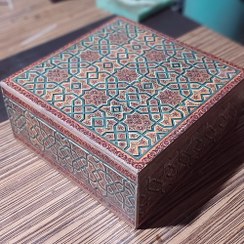 تصویر جعبه چوبی طرح کاشی 