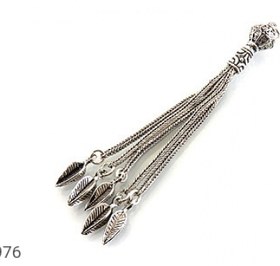 تصویر کرکوش نقره پنج رشته ای آویز طرح برگ کد 21976 