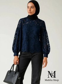 تصویر شومیز گیپور کد ۱۲۰ - مشکی / ۲ 