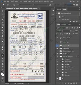 تصویر فایل لایه باز قبض آب ترکیه (Turkey Utility Bill) 