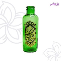 تصویر 102912-گلدان شیشه ای استوانه ای مذهبی سبز یا حسین ع قطر6 ارتفاع18 سانت 